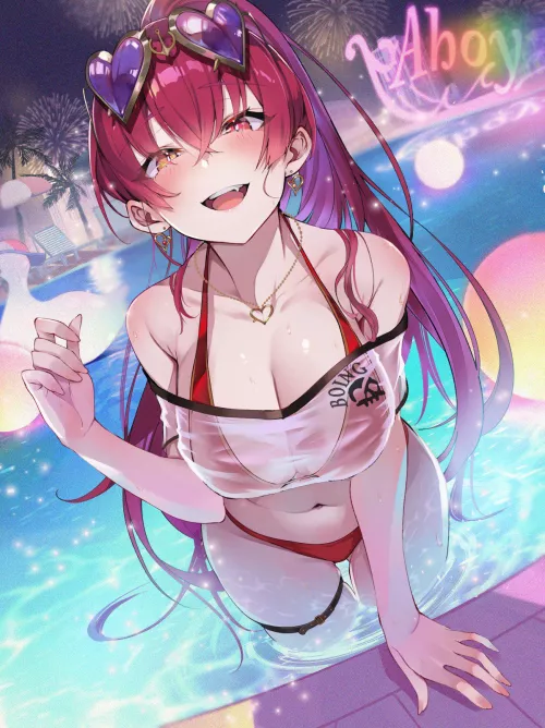 Marine during the evening time in the pool (OmotiU009) [Hololive]