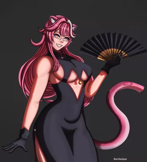 Panther vtuber Raora Panthera dressed as Fox girl Koyanskaya, from FGO (@Kaokacique)