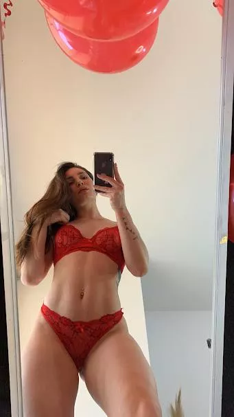 Take off this red lingerie and make me yours, darling