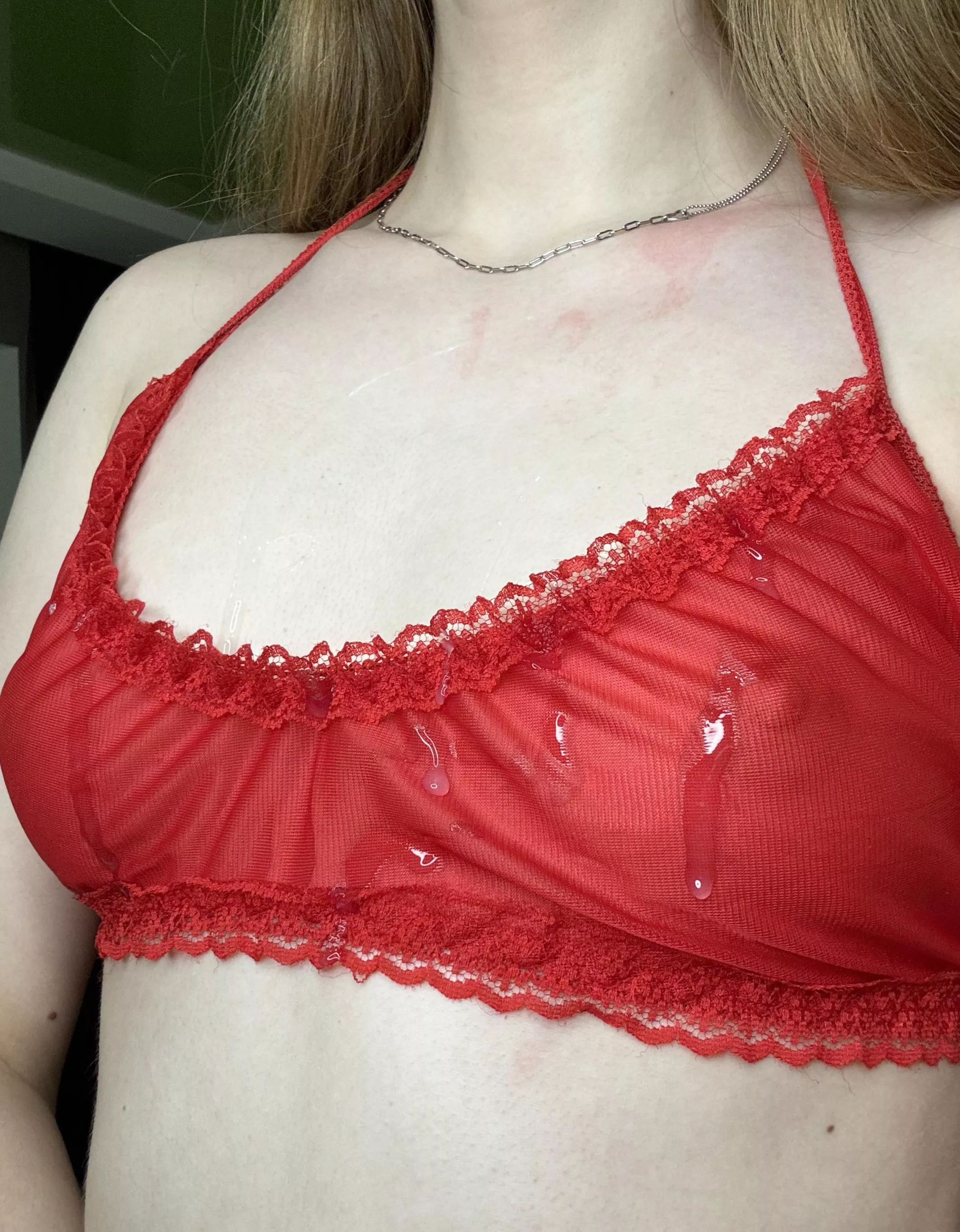 Cum on my bra looks sexy.