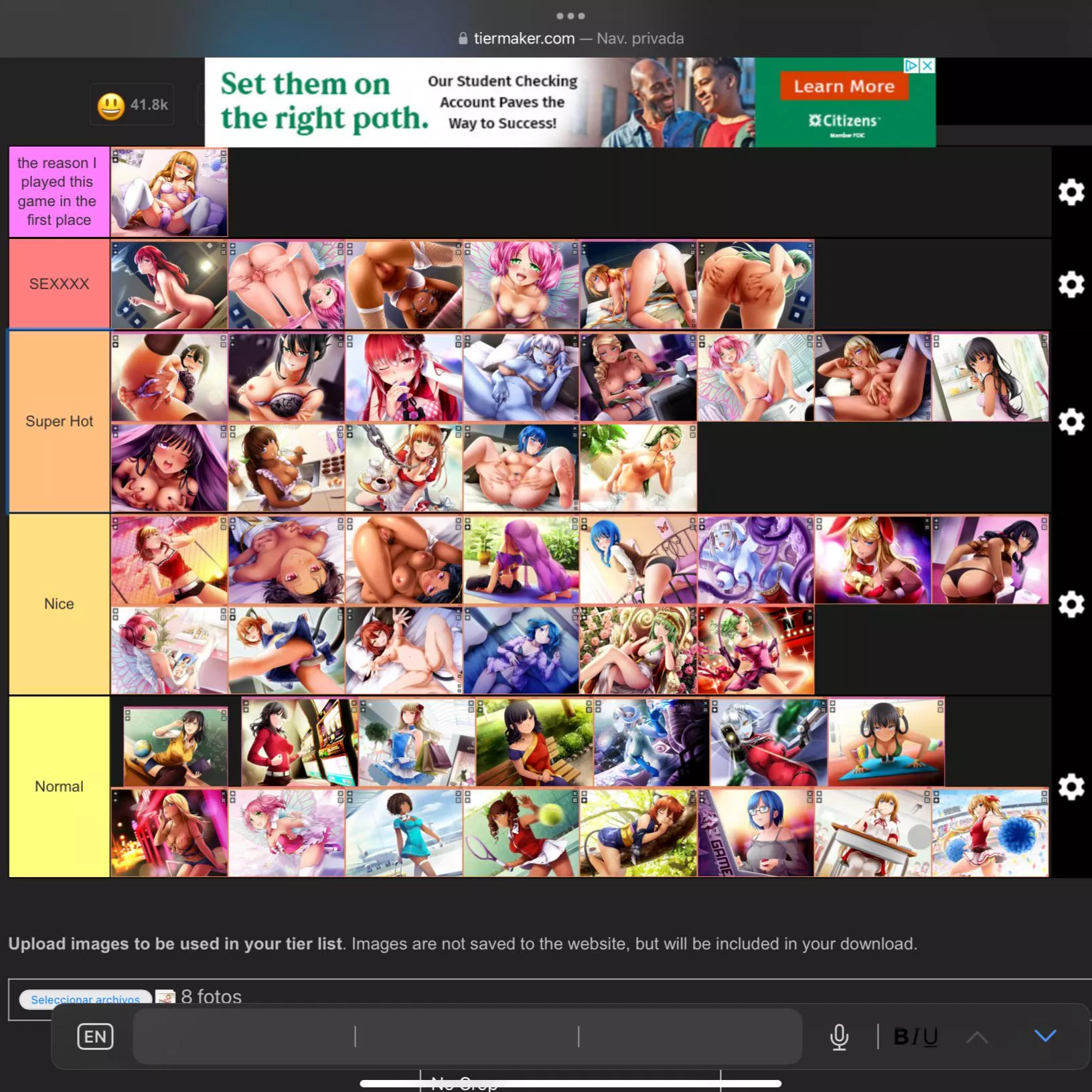 Tier list of the gallery Honiepop 1