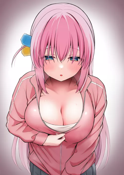 Bocchi Trying Her Best To Hide Her Big Tits (Bocchi The Rock)