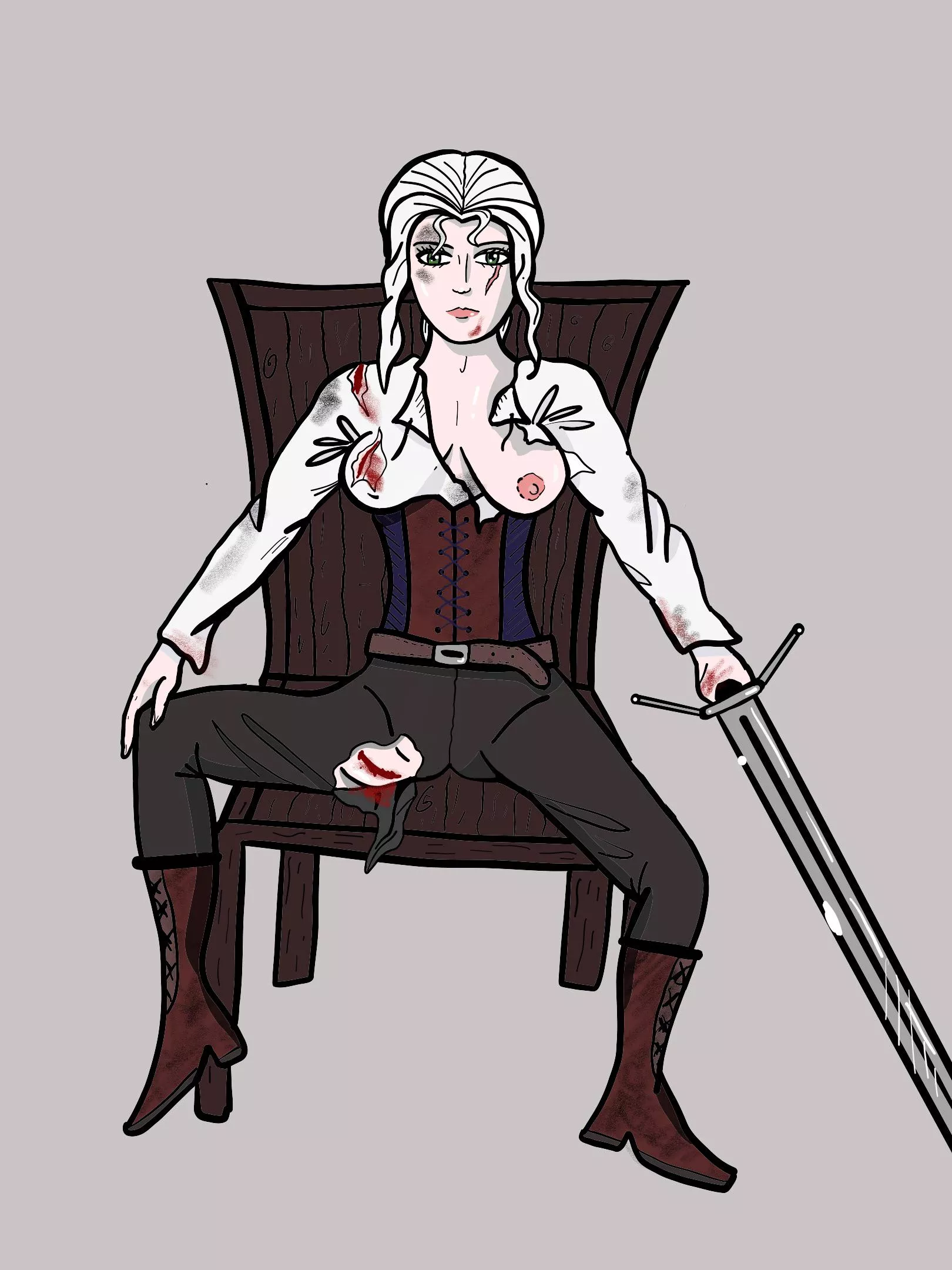 Ciri after a long battle (Duppa Draws)