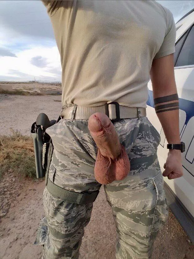 Military guy with fat cock and huge balls