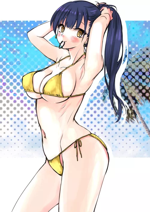 Anna Yamada Wearing Her Gold Bikini [The Dangers In My Heart]