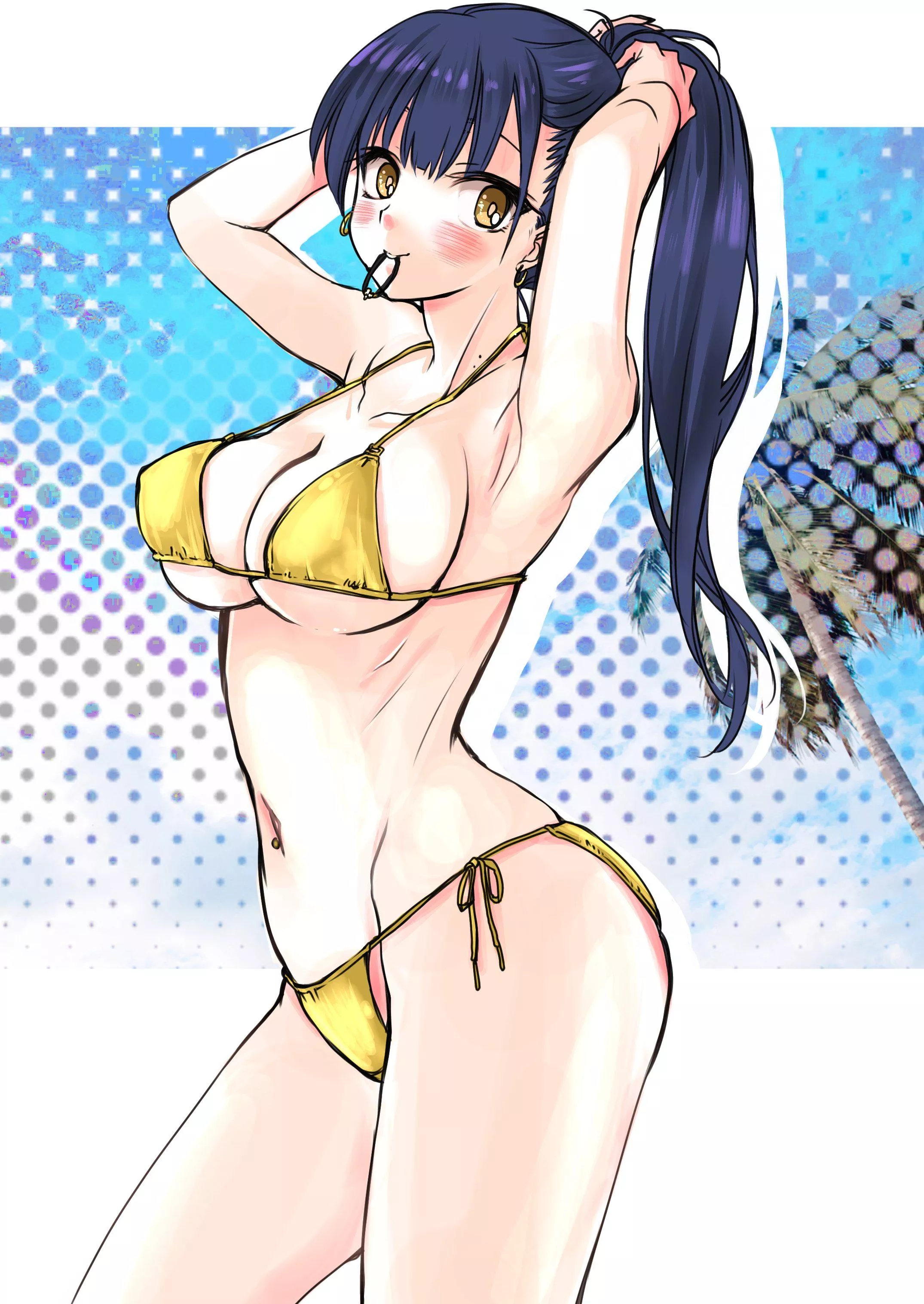 Anna Yamada Wearing Her Gold Bikini [The Dangers In My Heart]