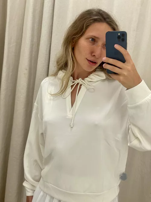 Hoodie with no bra underneath it