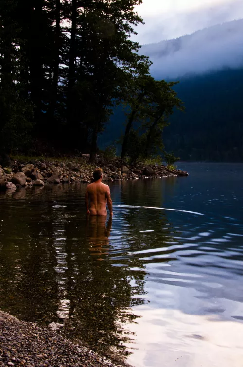 morning on the lake, a nice quiet time to get out for a dip. 