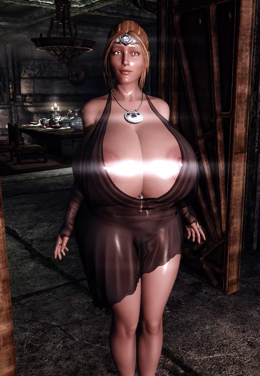 A second dress outfit, this time with a sheer fabric look. Getting the hang of weighting now. I would release the update, but I enjoy scouring the nexus for new outfits, so it may be some time.