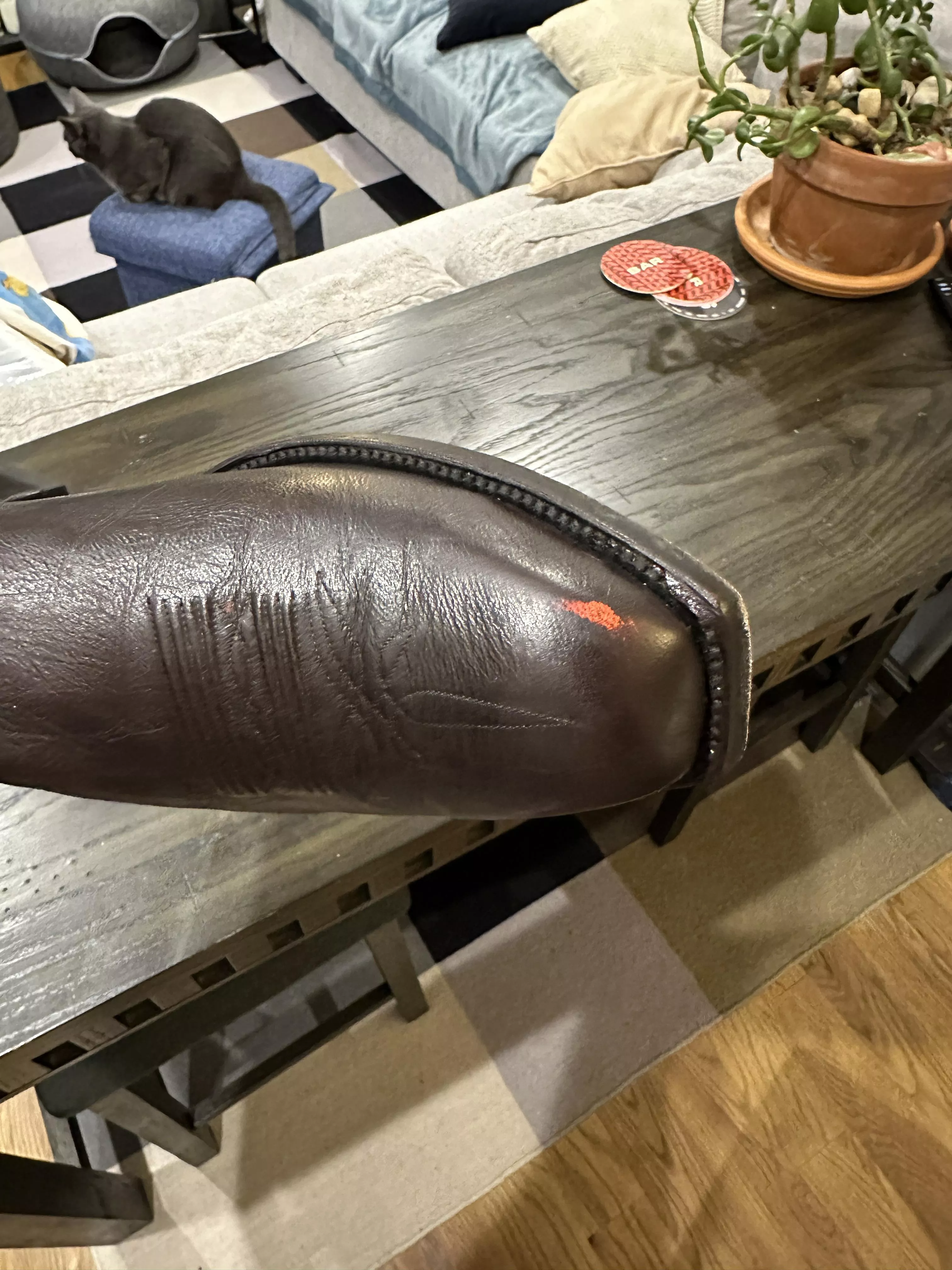 Any ideas as to how to get rid of this blemish? Just conditioned and polished them to no avail