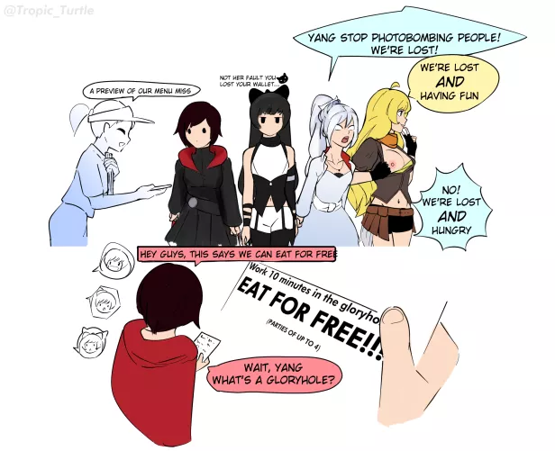 Write your best fic, which RWBY member takes one for the team?