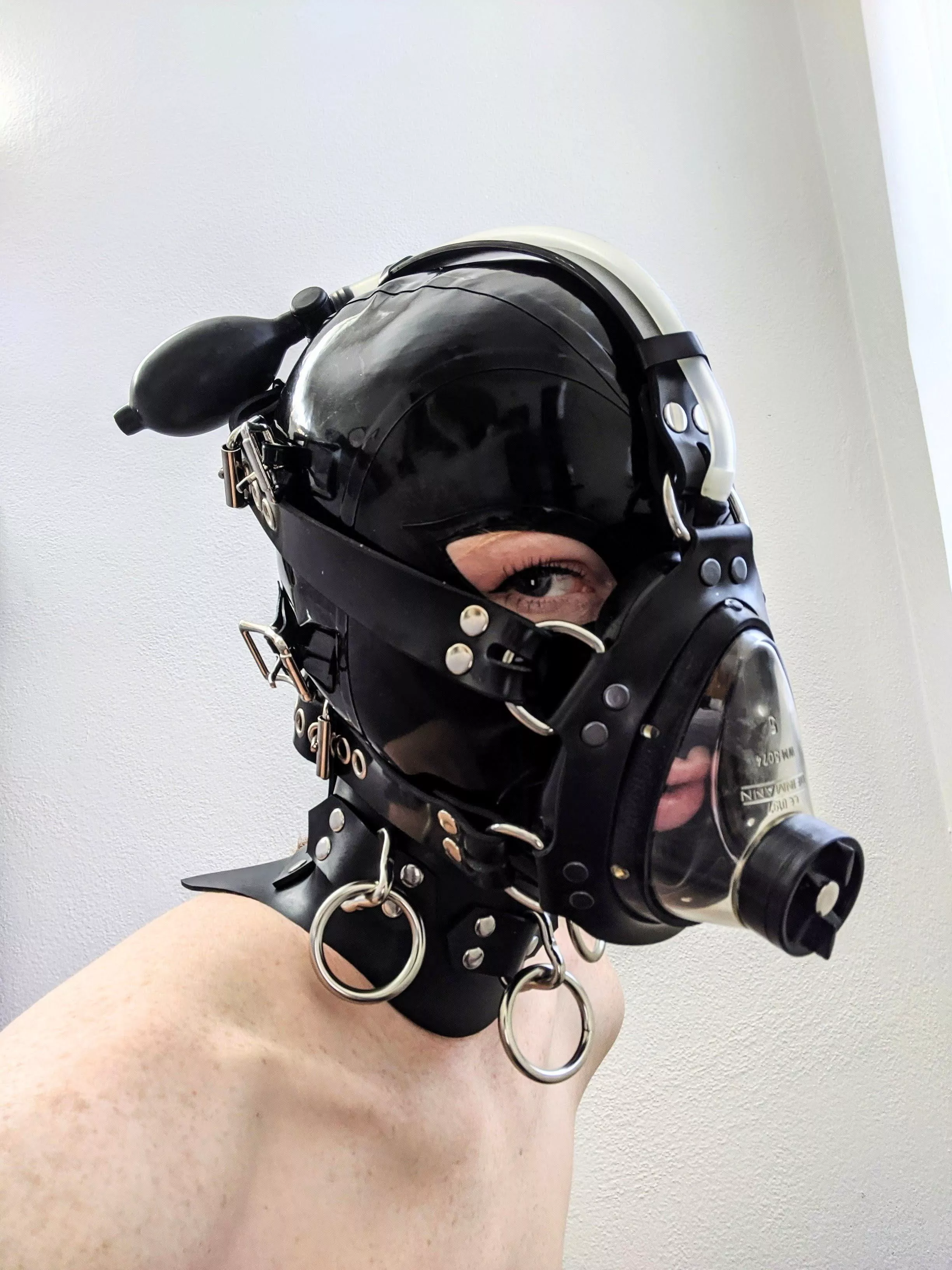 A head dripping in hardware.