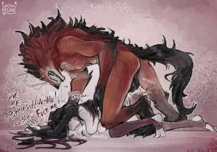 Begging for his puppies~ (Snowyfeline)