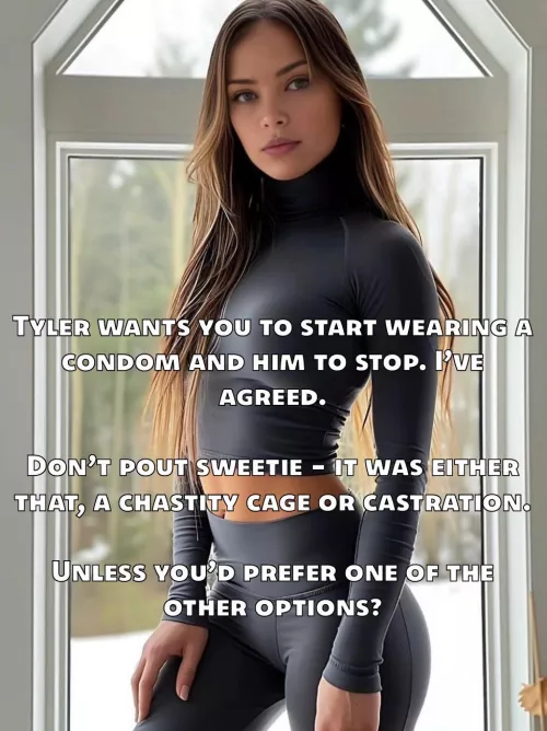 Even if you accept the condom, don’t be surprised if the other ‘options’ stop becoming options - Tyler can be very cruel…