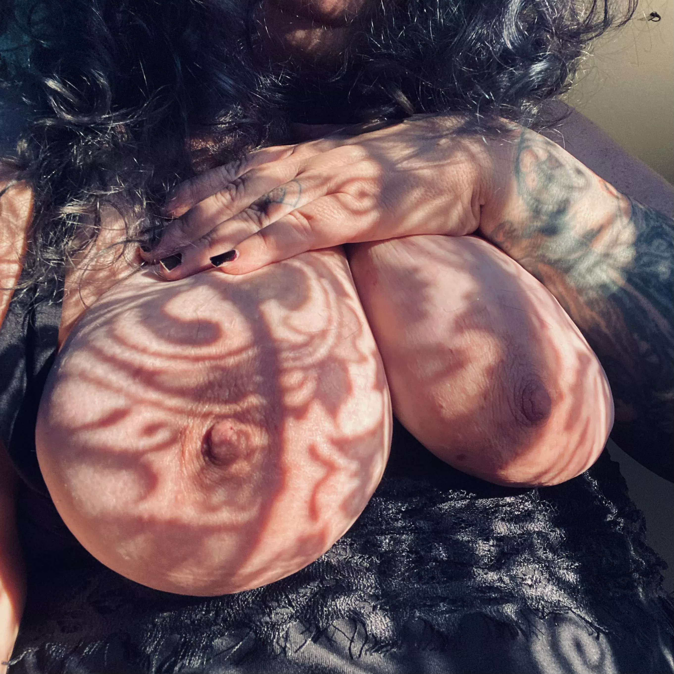 Loving the shadows cast by my lace curtains in the afternoon sun