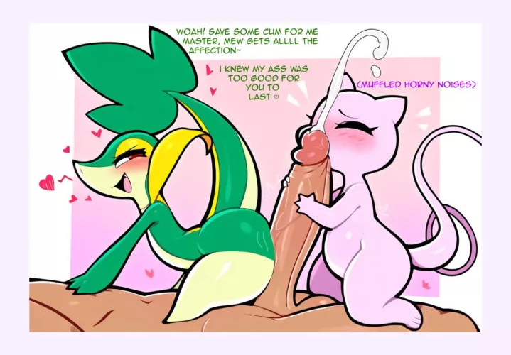 Snivy and Mew have some fun with their trainer [MFF] [coed] (au)