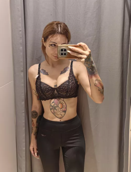 Trying on a new bra for a date