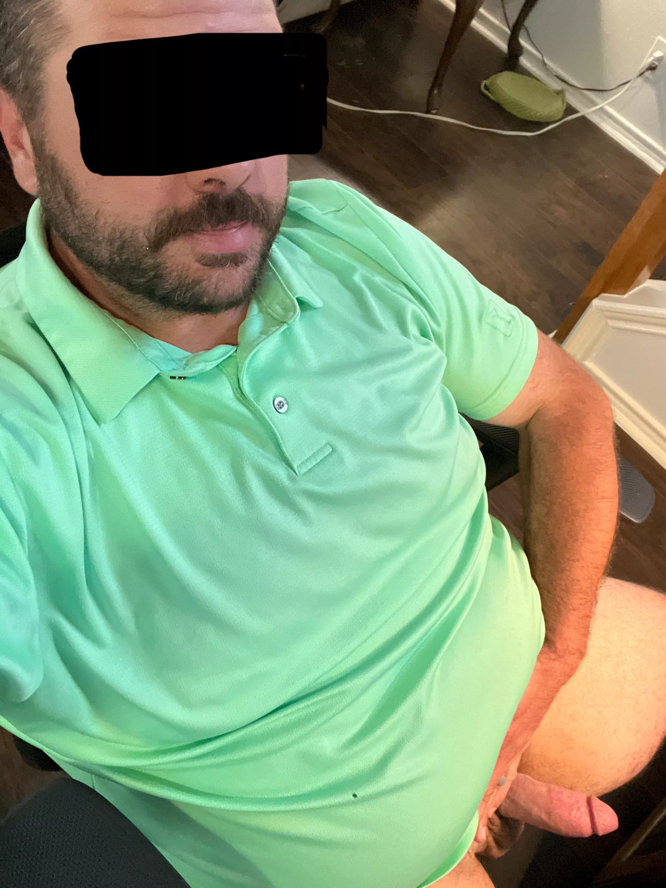 (35) This married dad is working late… he might need company under his desk