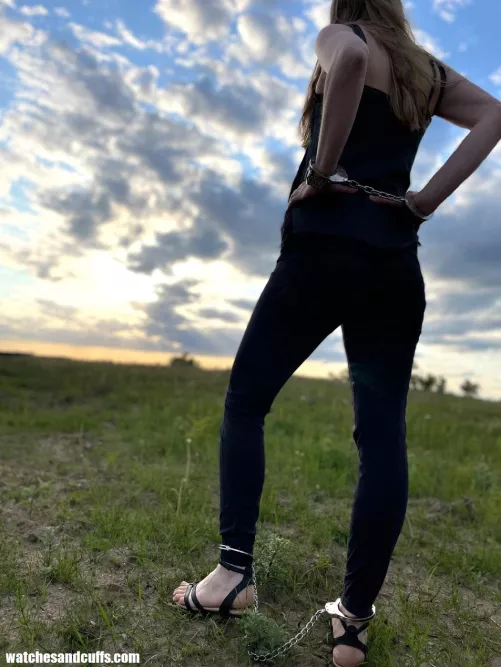 Chained up to enjoy the sunset