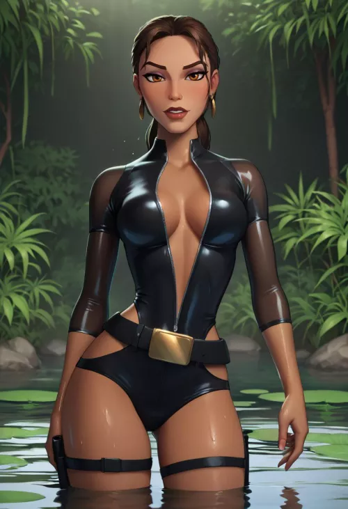 Classic Lara in the jungle (ai)