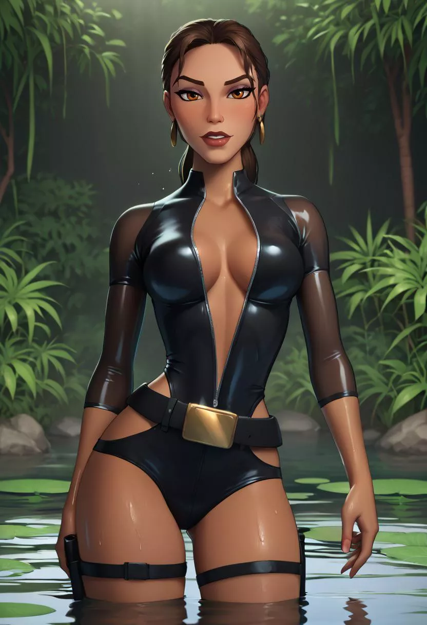 Classic Lara in the jungle (ai)