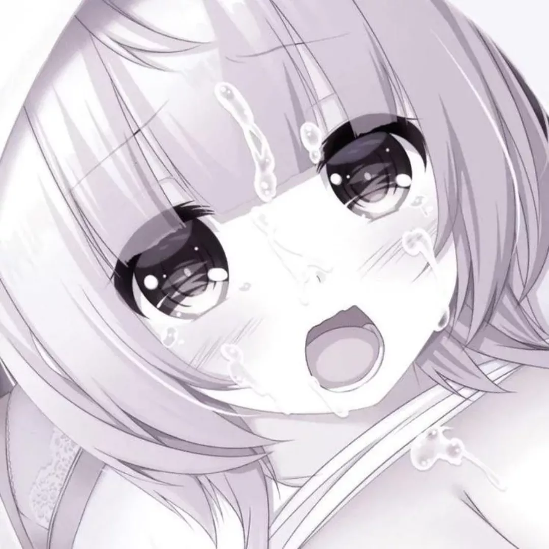 LF Color Source: 1girl, close up, clothes, shirt lift, breasts, open mouth, short hair, facial, cum on breasts, teeth, lower teeth only, panties, pink hair, orange eyes