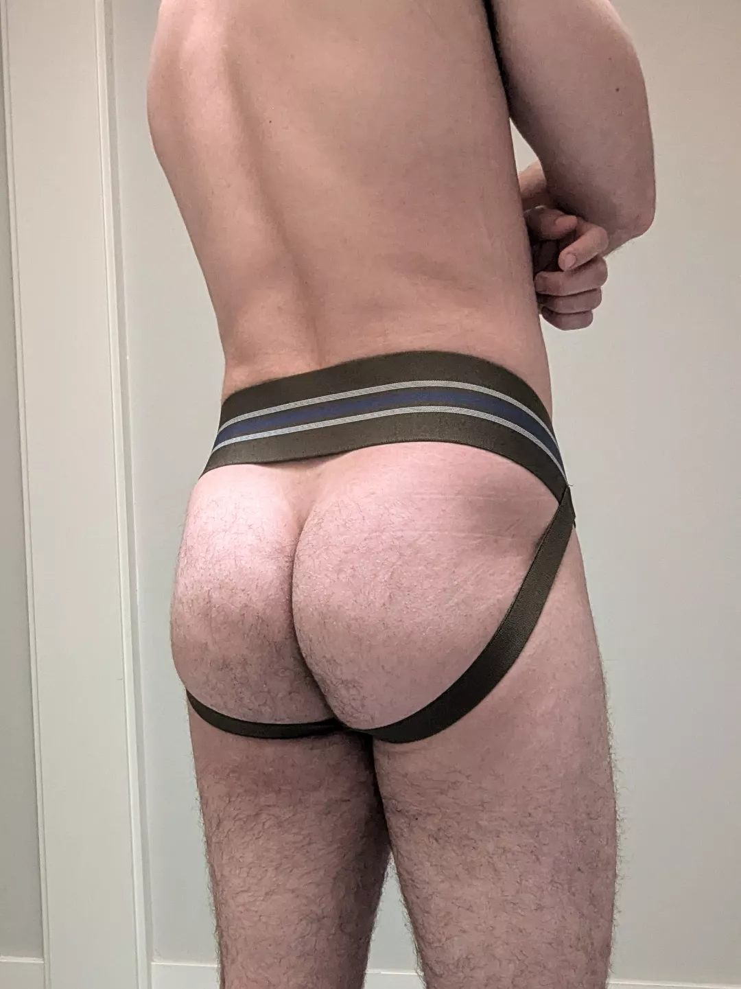 This thick waistband green jockstrap is one of my favorites!