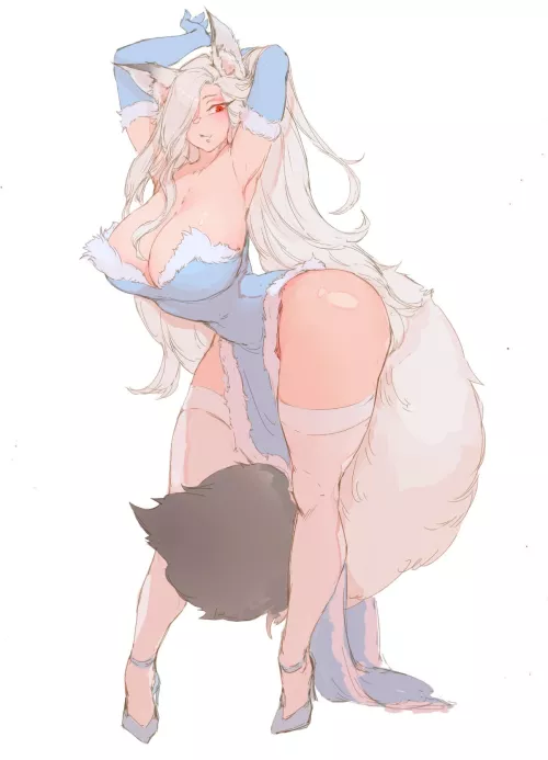 Fluffy snow fox girl (Tezy8 Art)[Original]