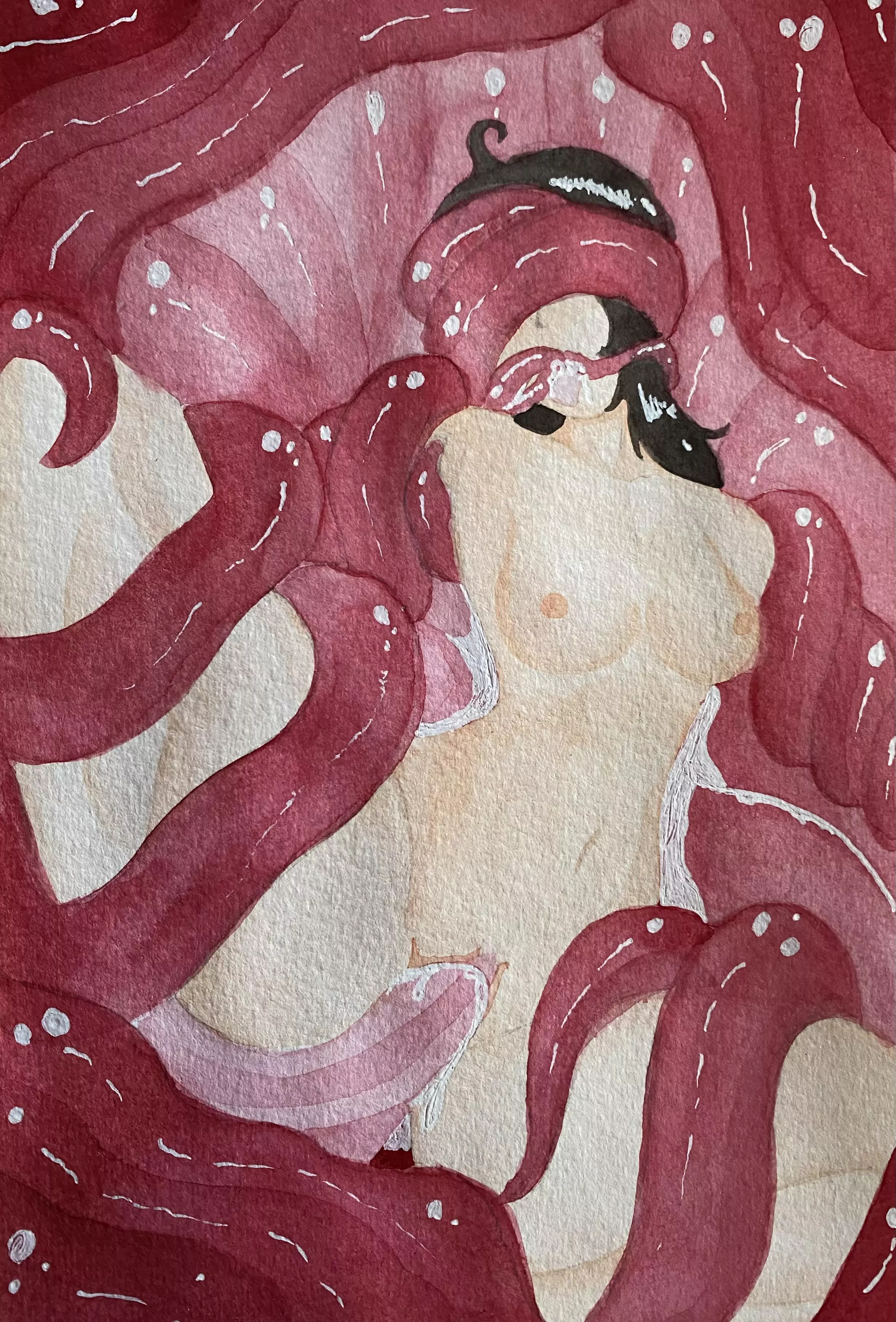 I tried drawing some tentai with watercolor. 