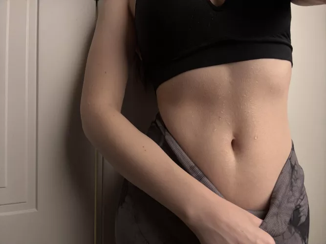 My whole sexy belly is sweaty after running