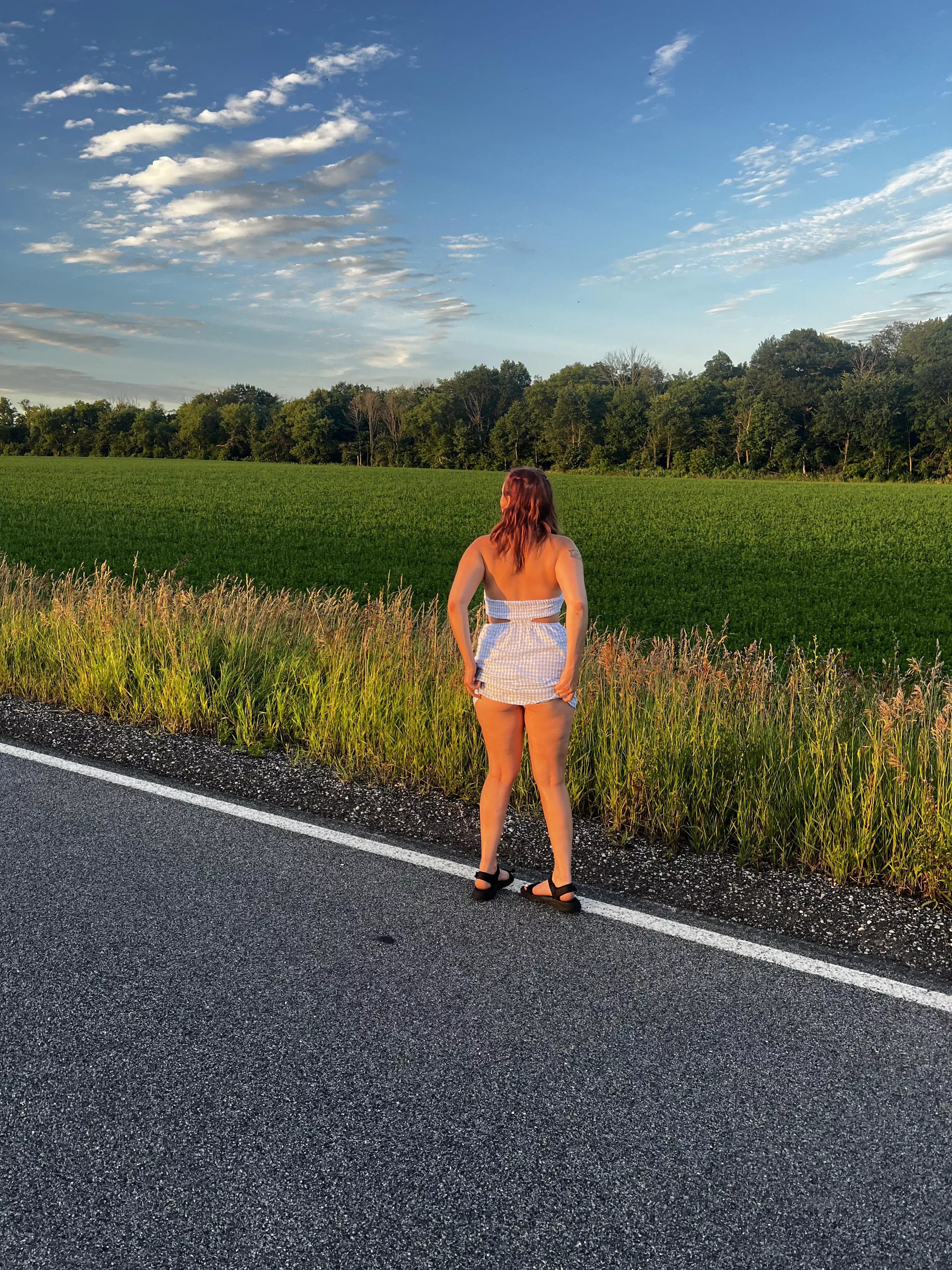 Sundress with no panties in the sun!