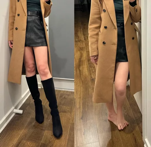 The wife’s bare feet fresh out of her knee high boots after wearing them all night at the club.