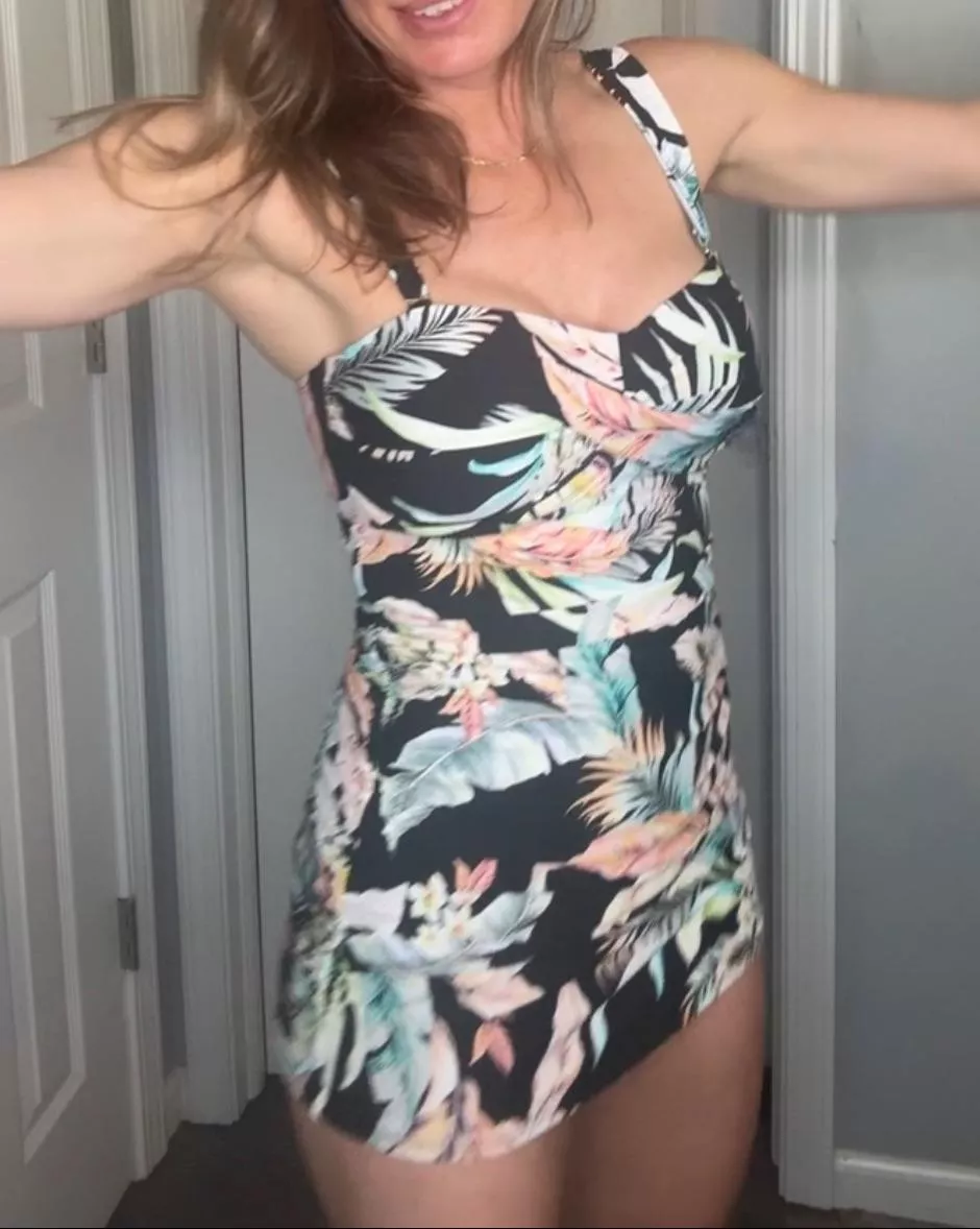 I wonder if a one-piece swim dress can make the sexy cut for a mom over 40