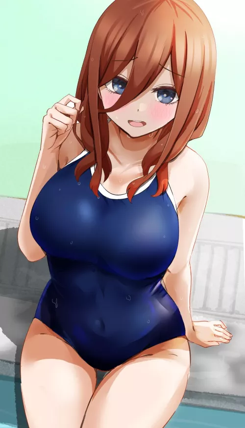 Miku Sitting By The Pool In Her School Swimsuit (Quintessential Quintuplets)