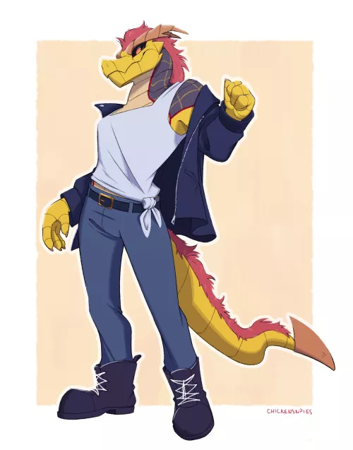 The coolest dragon in town (art by me, @chickensnpies1 on twitter!)