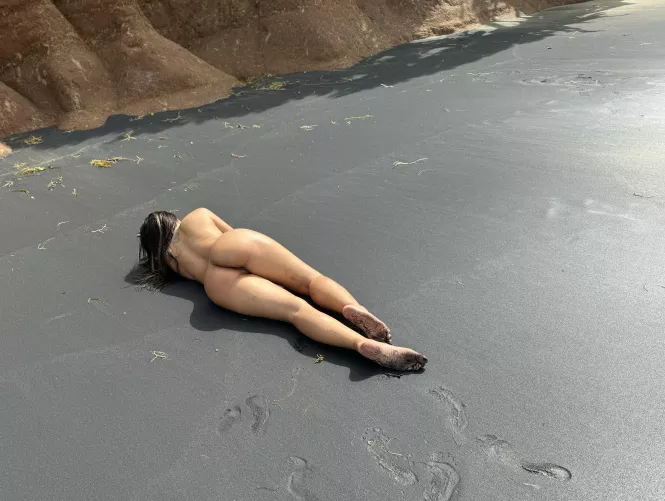 A surreal seascape. Love this beach with beautiful black sand.