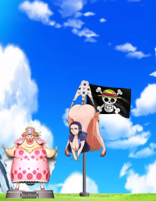 Big mom give Nico Robin flagpole wedgie 