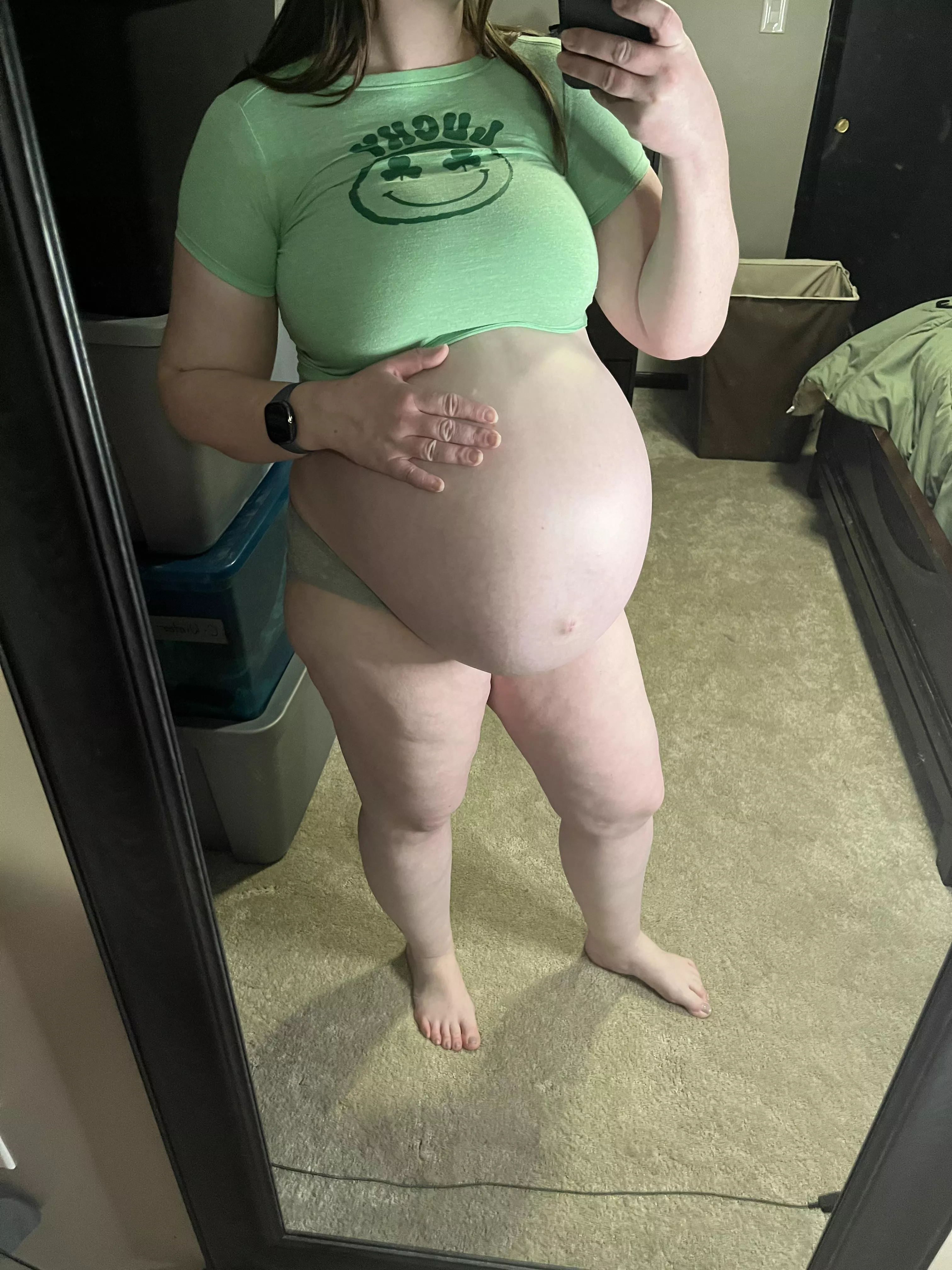 Tried on a 3T top on my twin pregnant self!