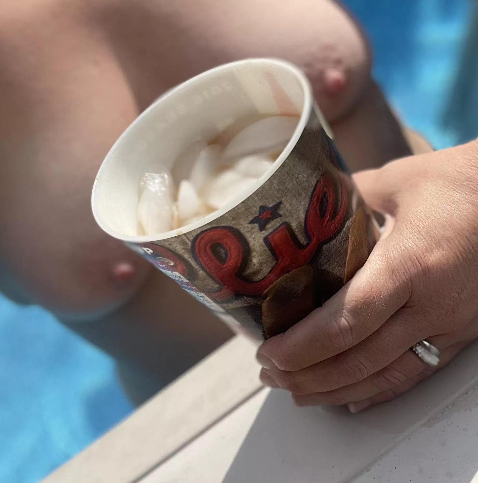 Chillin’ out maxin’ relaxin’ all cool…enjoying my coffee in the pool
