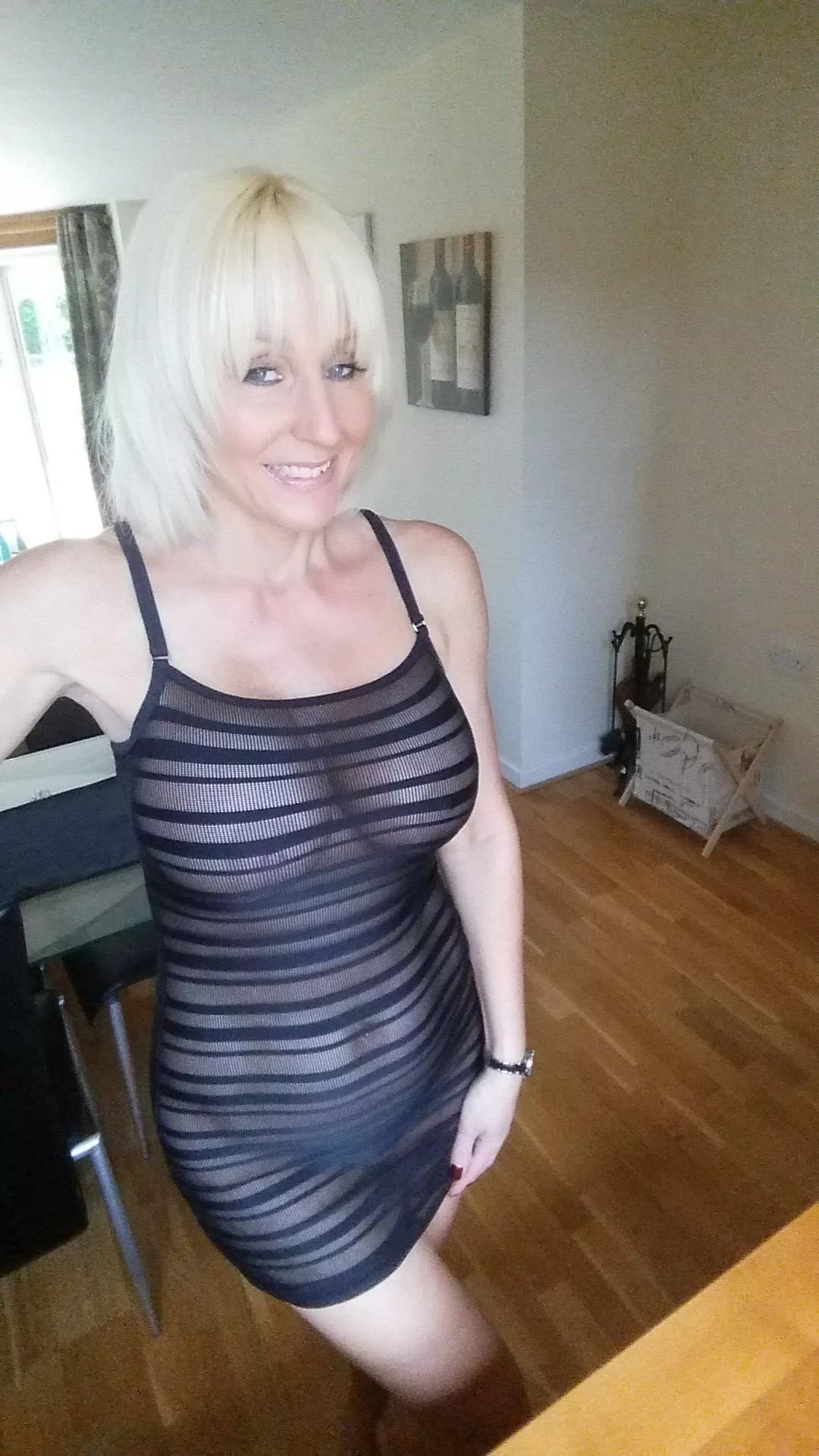 Here's a selfie in a see thru dress .. hardly a dress really .. but I hope you enjoy it.