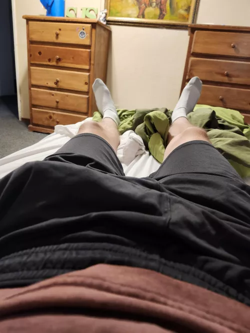 How I look while your rubbing your hand on my leg right next to my dick