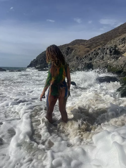 Playing in the ocean