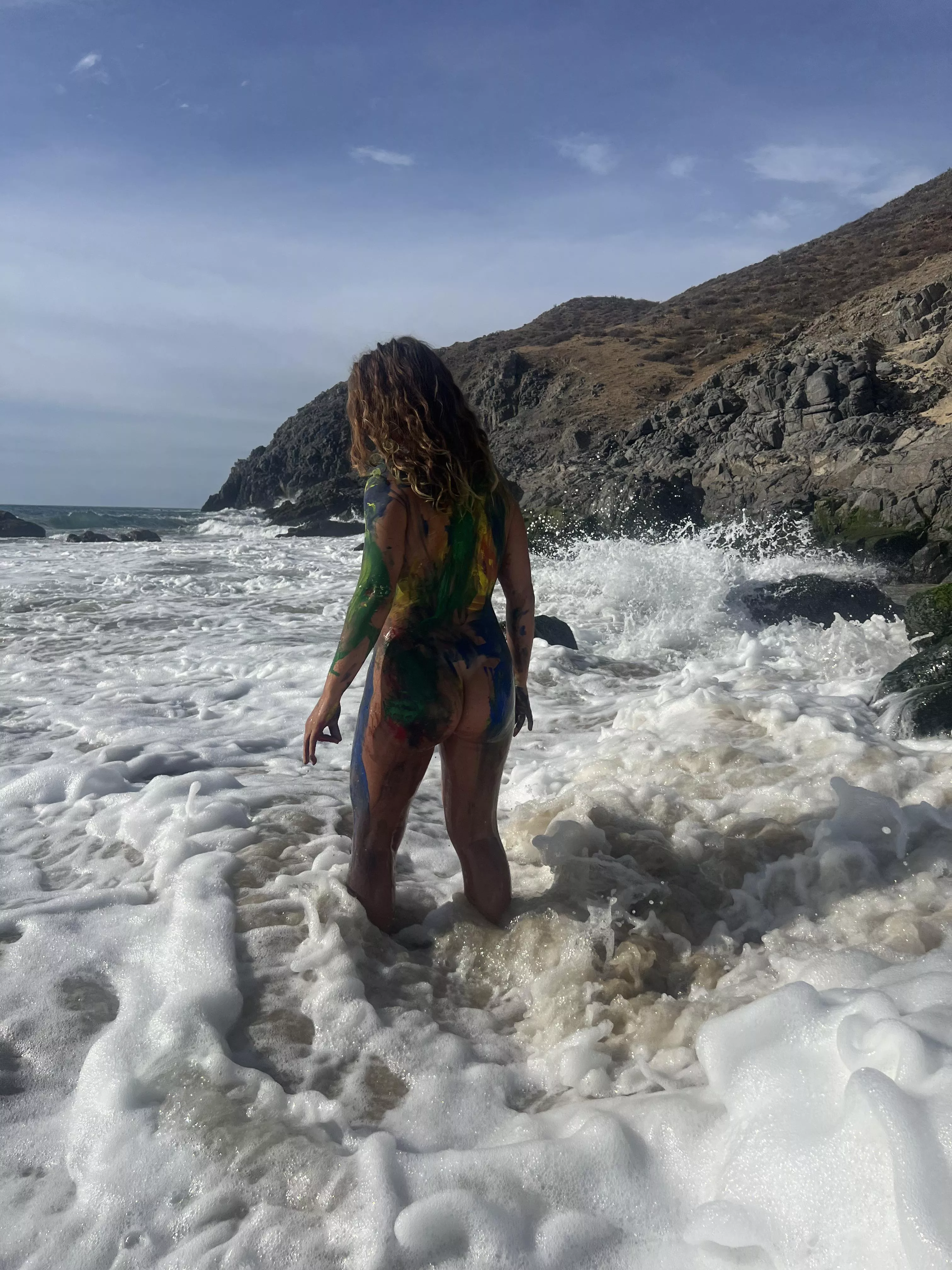 Playing in the ocean