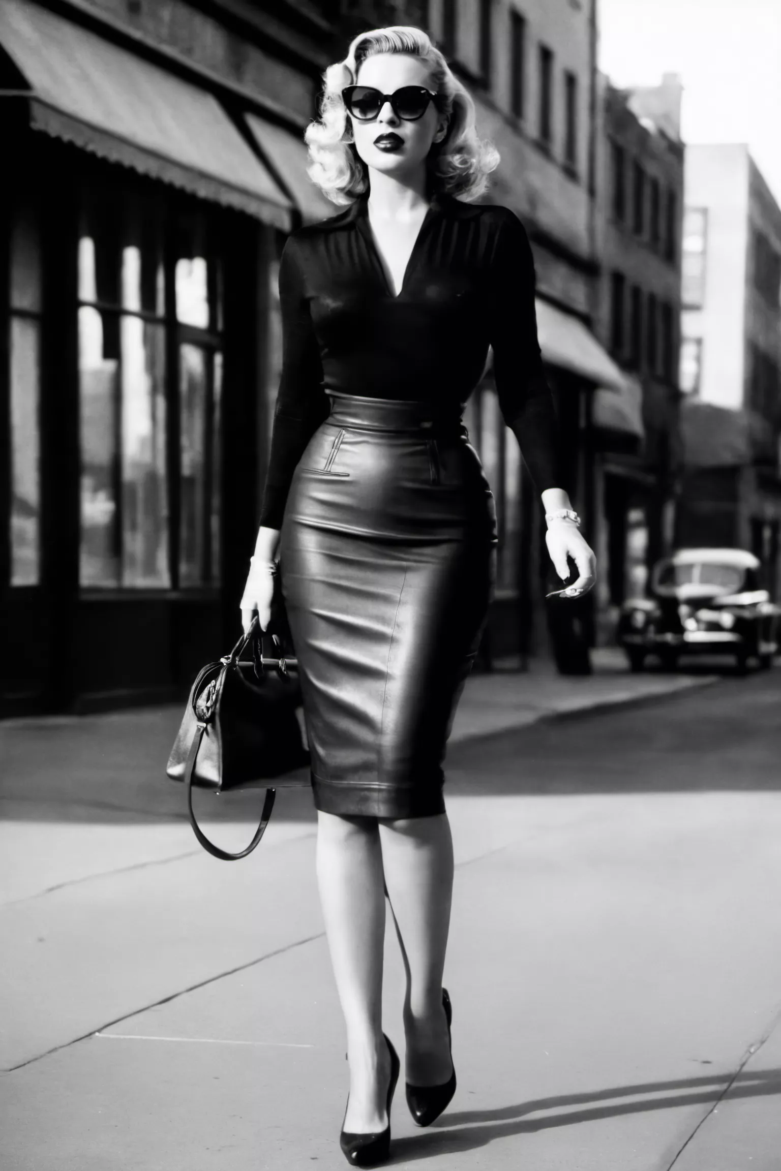 Vintage Leather Hobble Skirt