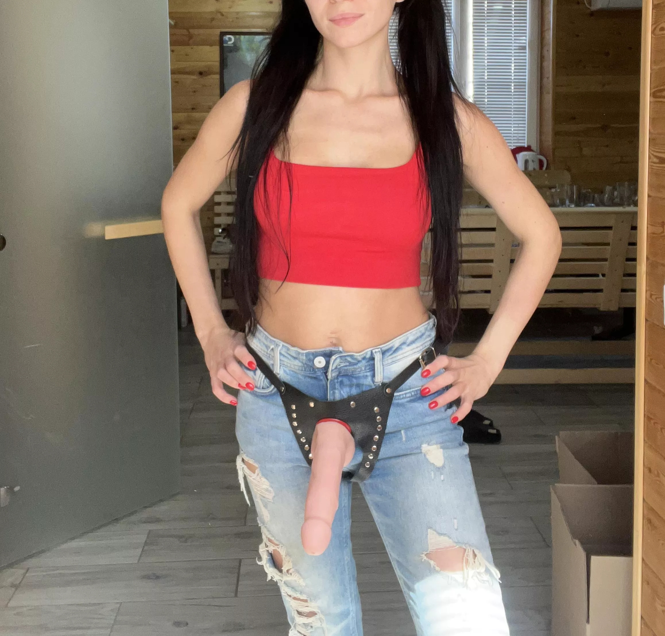 Crawl to me and worship this strap on 