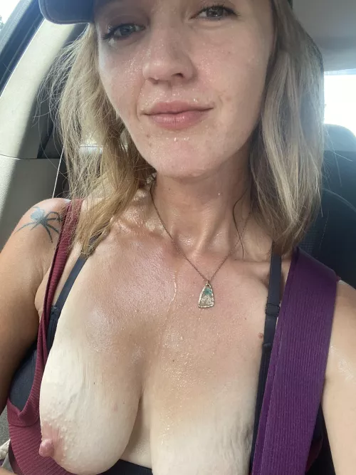 I’m a little wet.. these 100° work outs are HOT! 