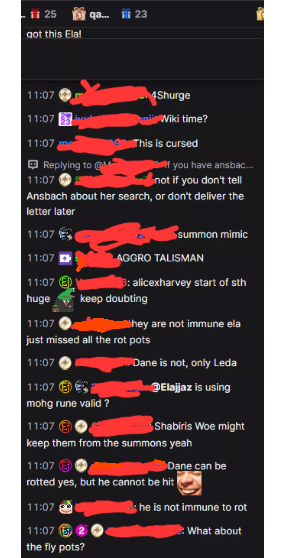 Pinned Message and Prediction Error.