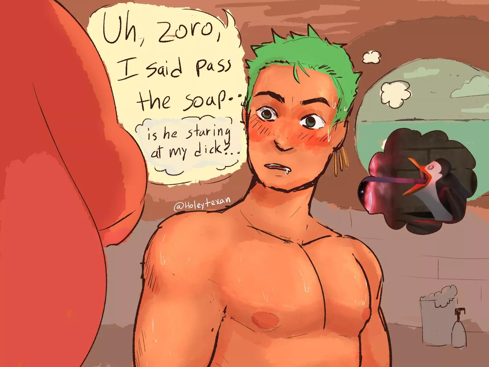 They only shower when it’s with together for some reason 