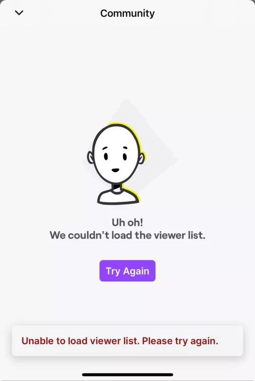 Anyone else having problem loading the viewer list on iphone? Been like this for two weeks now