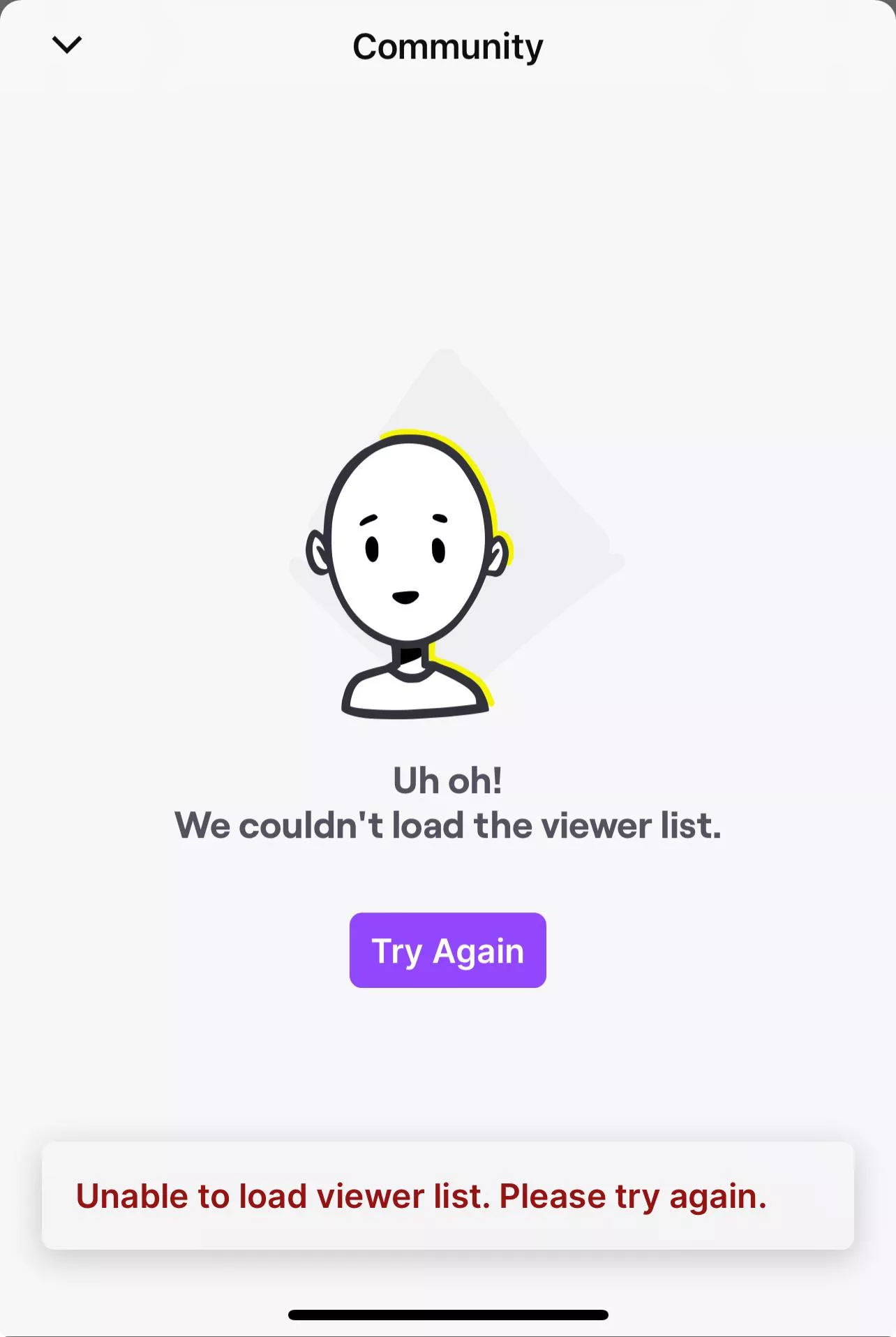 Anyone else having problem loading the viewer list on iphone? Been like this for two weeks now